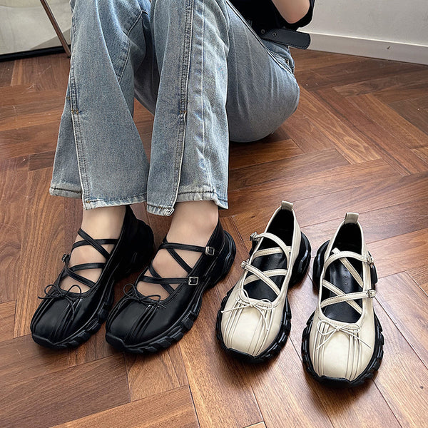 Women's Summer Retro Casual French Bowknot Shoes