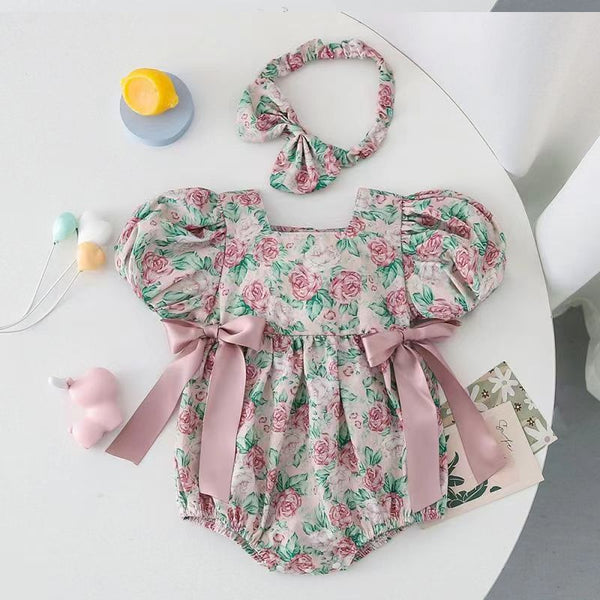 Baby Rompers Velvet Rose Clothes Short Sleeve Jumpsuit