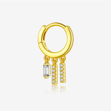 S925 Pure Square Zircon Pendant Ear Ring-shaped Earrings For Women