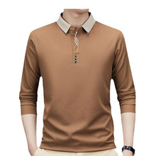 New Men's Autumn Business Fit Solid Color Polo Collar Bottoming Shirt