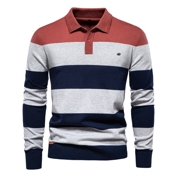 Men's Long Sleeve Polo Collar Sweater Slim Lapel