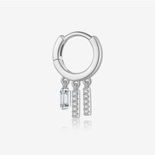 S925 Pure Square Zircon Pendant Ear Ring-shaped Earrings For Women