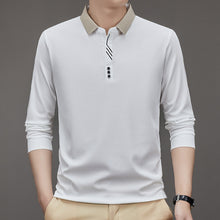 New Men's Autumn Business Fit Solid Color Polo Collar Bottoming Shirt