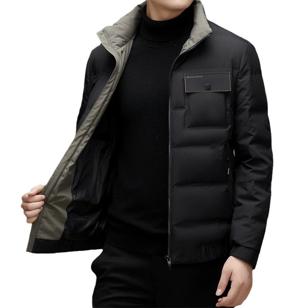 Men's Winter Stand Collar Short Thickened Warm Outdoor Down Jacket