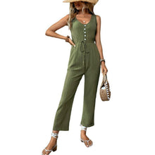 Casual Jumpsuit Drawstring Sleeveless Solid Color One-piece Trousers