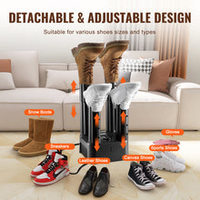 VEVOR Detachable 4 Tubes Shoe Dryer With Heat Blower & Timer Black & Orange,Ultra Silent, Quick Drying For Work Boots, Ski Boots, Sneakers, Gloves, Hats, Helmets