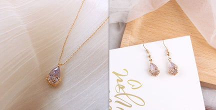 Crystal Water Drop Pendant Necklace Women's Fine Jewelry Adjustable Short Accessories Jewelry Gift